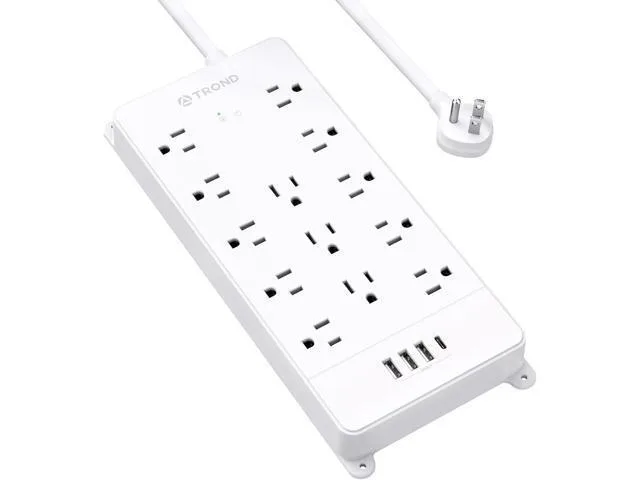 LORDWORLD LORDWORLD 13-Outlet 4000J Surge Protector 5ft 4 USB White — product photo