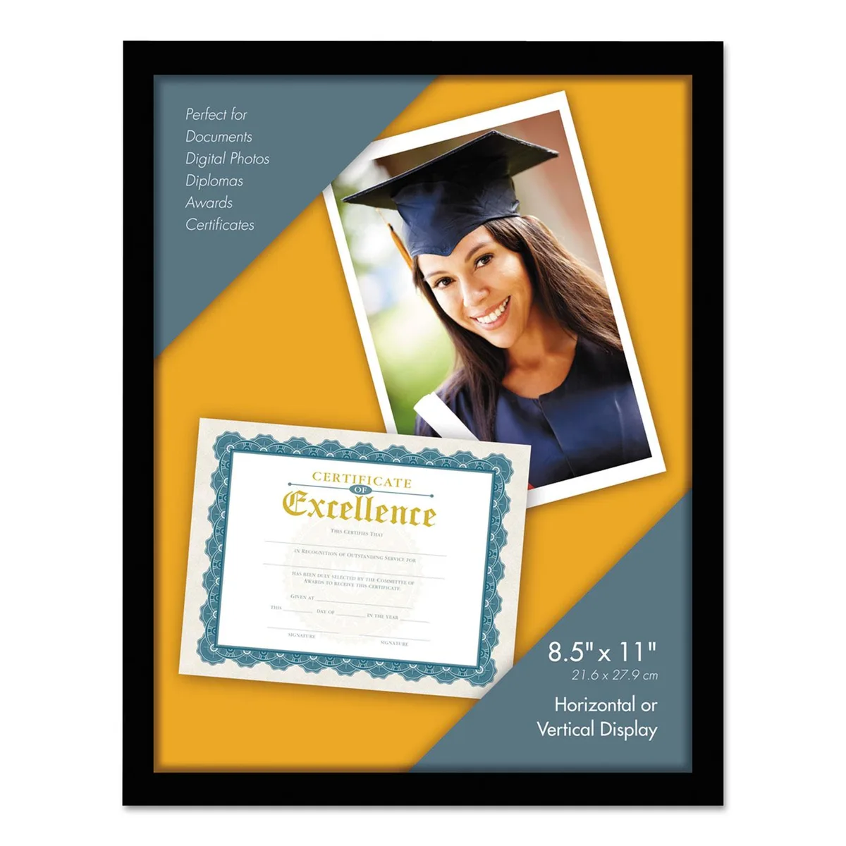 UNIVERSAL OFFICE PRODUCTS UNIVERSAL OFFICE PRODUCTS Metal Photo Frame Aluminum 8 1/2 x 11 Black 76840 Framing Supply — product photo