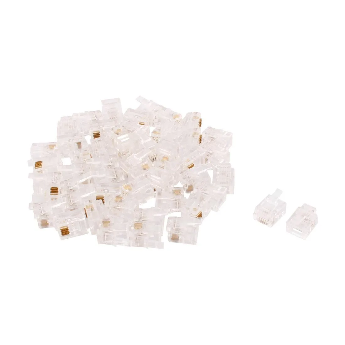 Unique-Bargains Unique-Bargains RJ11 4P4C Telephone Connector Clear 50pcs — product photo