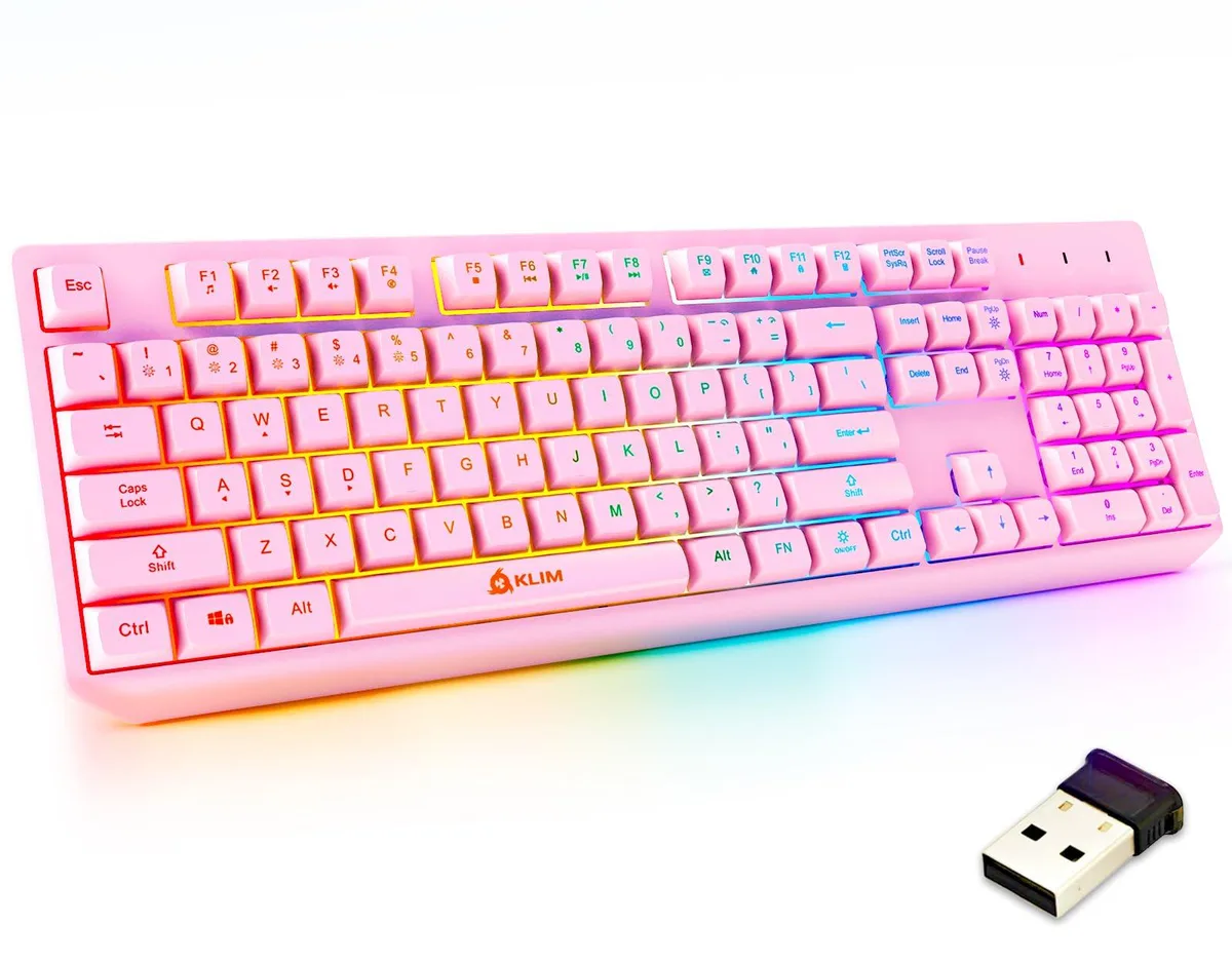  KLIM Chroma Wireless Gaming Keyboard Pink RGB Membrane 2 ms — product photo