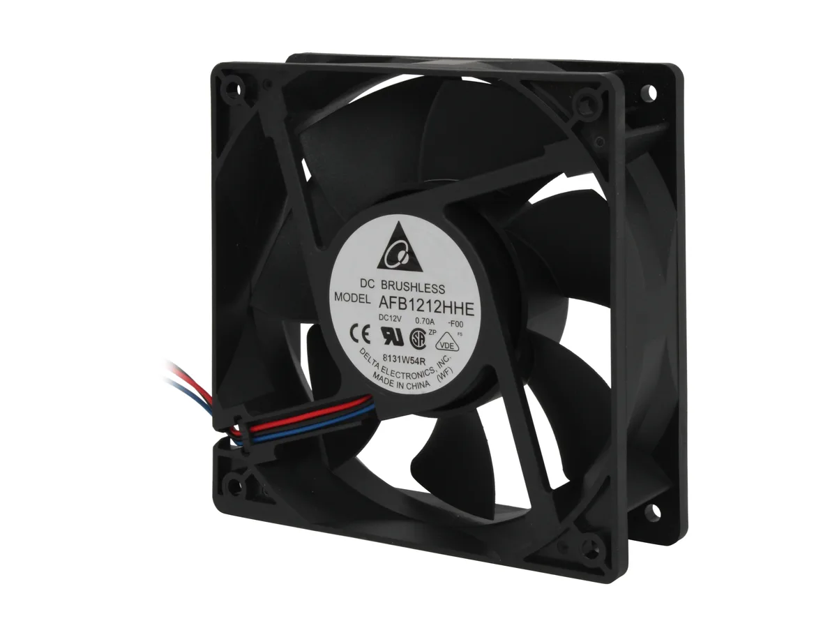 DELTA ELECTRONICS DELTA ELECTRONICS AFB1212HHE-F00 case fan 120mm 38mm 2900 RPM 120.07 CFM 44 dBA 3-pin — product photo
