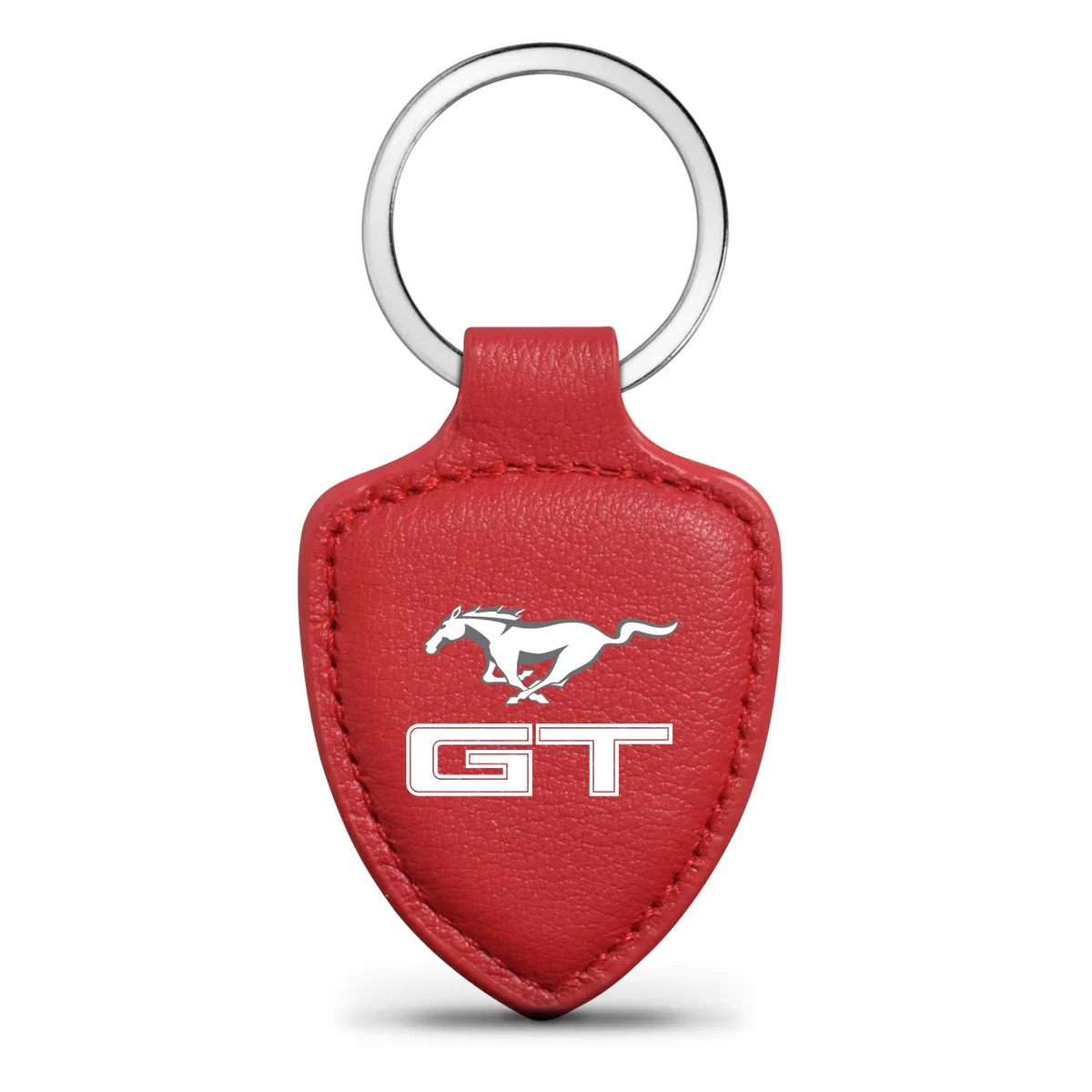 iPick Image, LLC iPick Image, LLC Ford Mustang GT Red Real Leather Shield-Style Key Chain — product photo