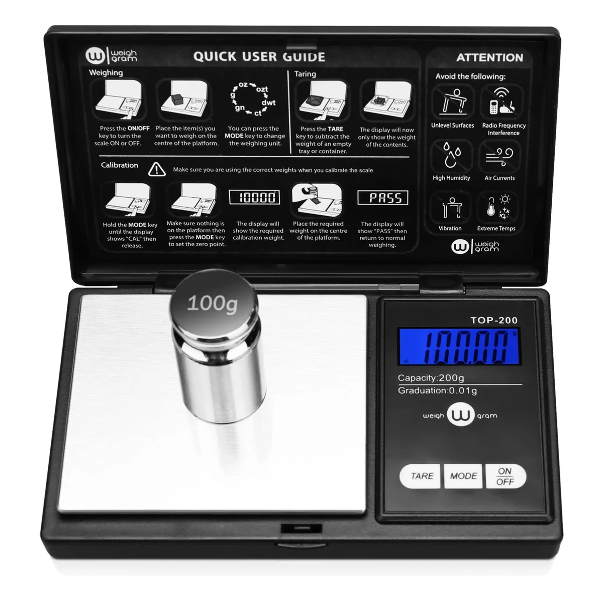  DeWalt 8541976147 200g 0.01g Pocket Gram Scale laboratory supply — product photo