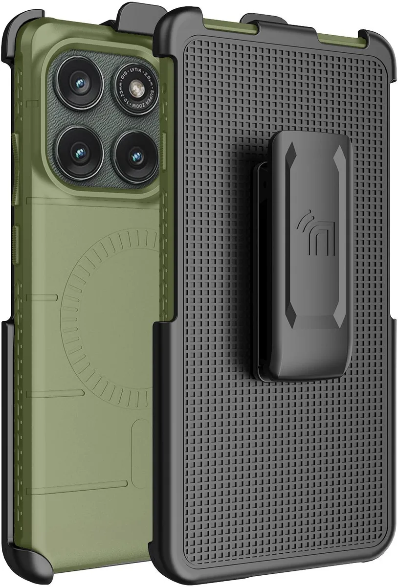 Nakedcellphone Nakedcellphone Case and Belt Clip for Motorola Edge 2025 Olive Green — product photo