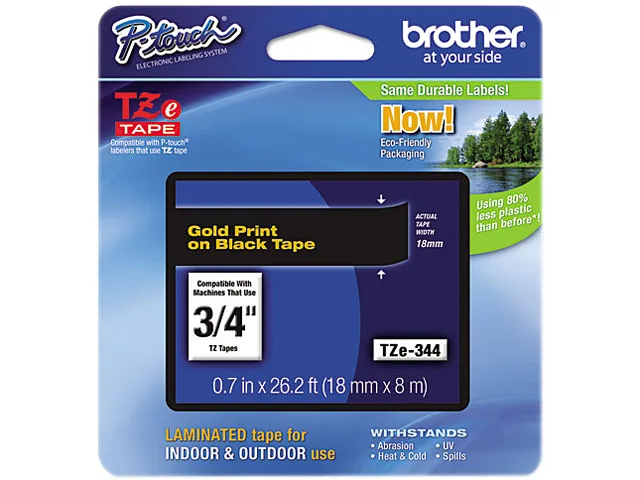 Brother Brother TZE344 18 mm Gold on Black Tape pos accessory — product photo