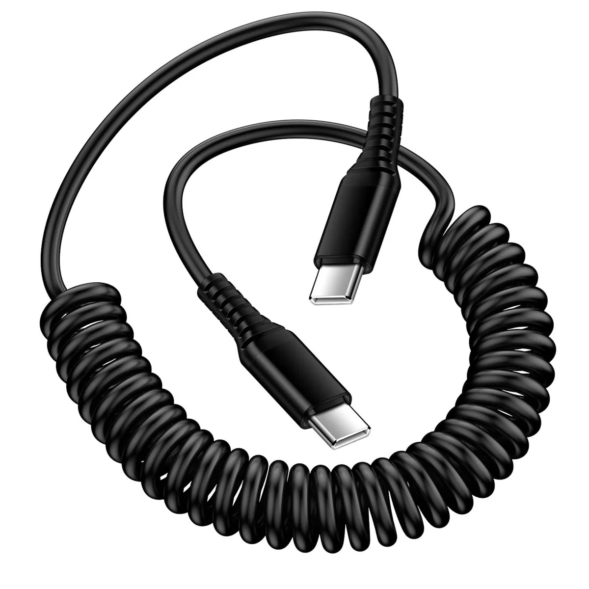  ANDHOT USB C to USB C Coiled Cable 3 ft Black 480 Mbps — product photo