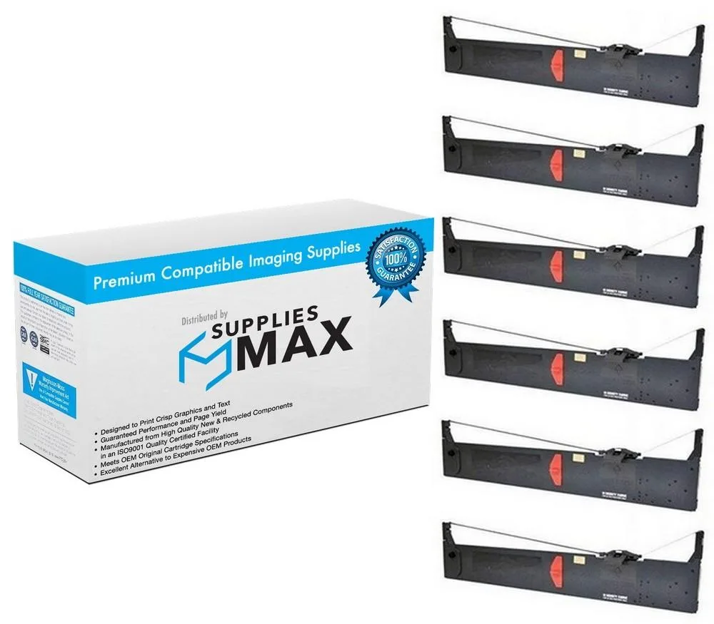 SuppliesMax SuppliesMax Epson S015086 Black Printer Ribbon 6 Pack — product photo