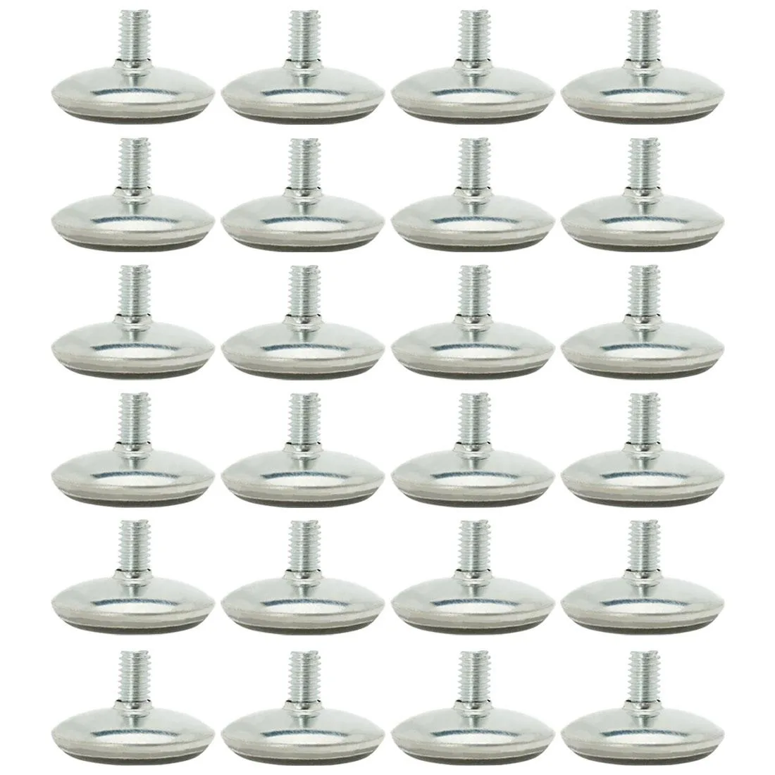 Set of 24 adjustable M6 leveling feet with plastic bases, 30mm screw length