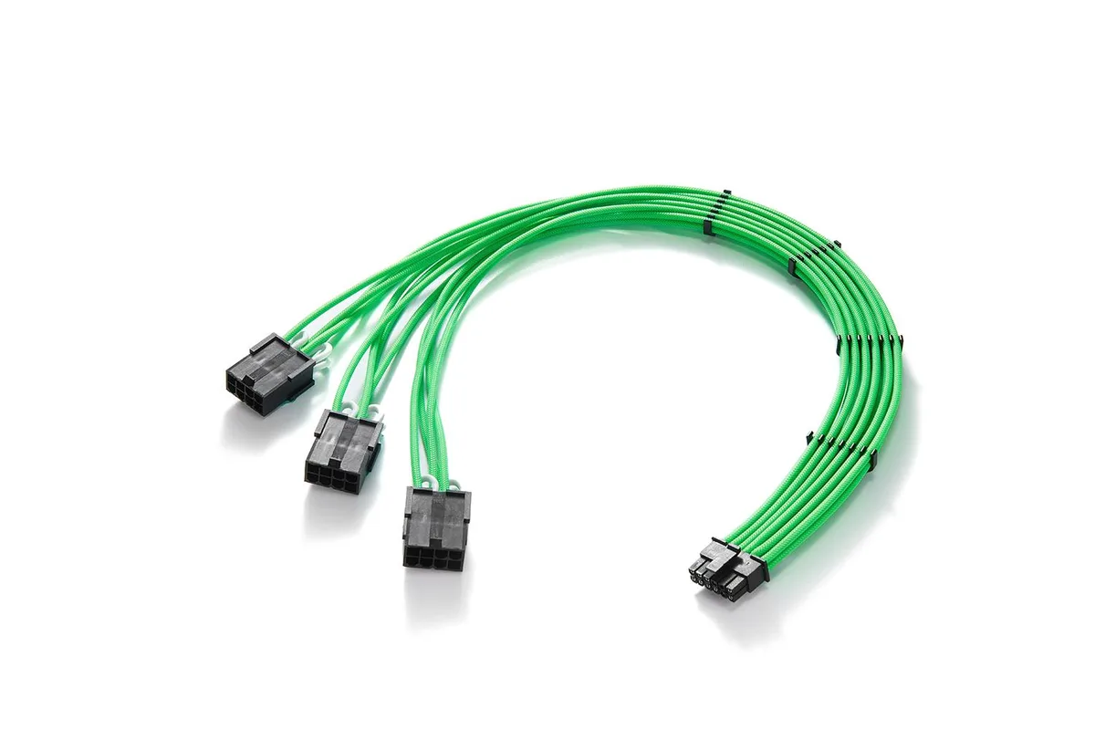 FormulaMod FormulaMod 16Pin(12+4) to 3x8Pin PCIe 5.0 Extension Cable Green 17.7 inch — product photo