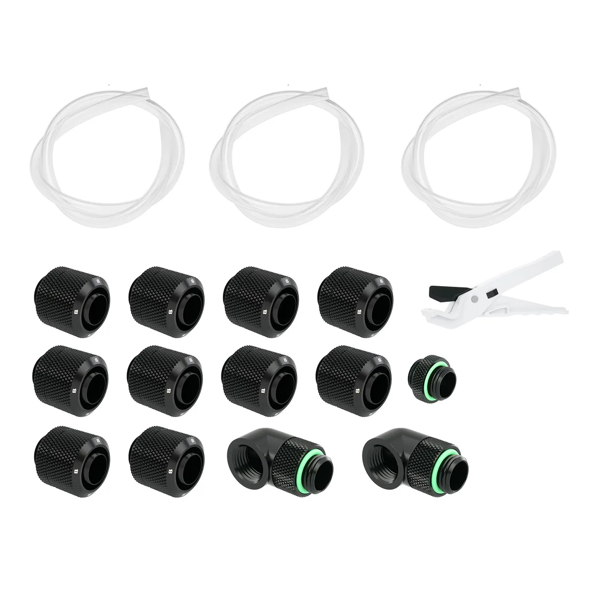 FormulaMod FormulaMod Soft Tube Fitting Kit 10x13mm Black G1/4 Compression Combo — product photo