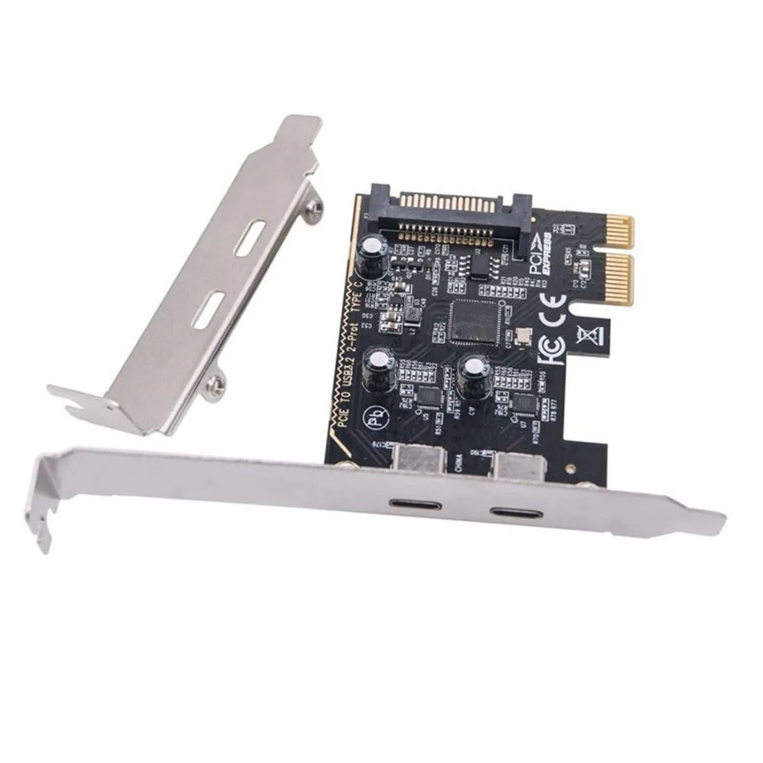 Vszerda Vszerda UC-087-2P 2 Port PCIe x1 to USB-C Expansion Card with 80/120mm Bracket — product photo