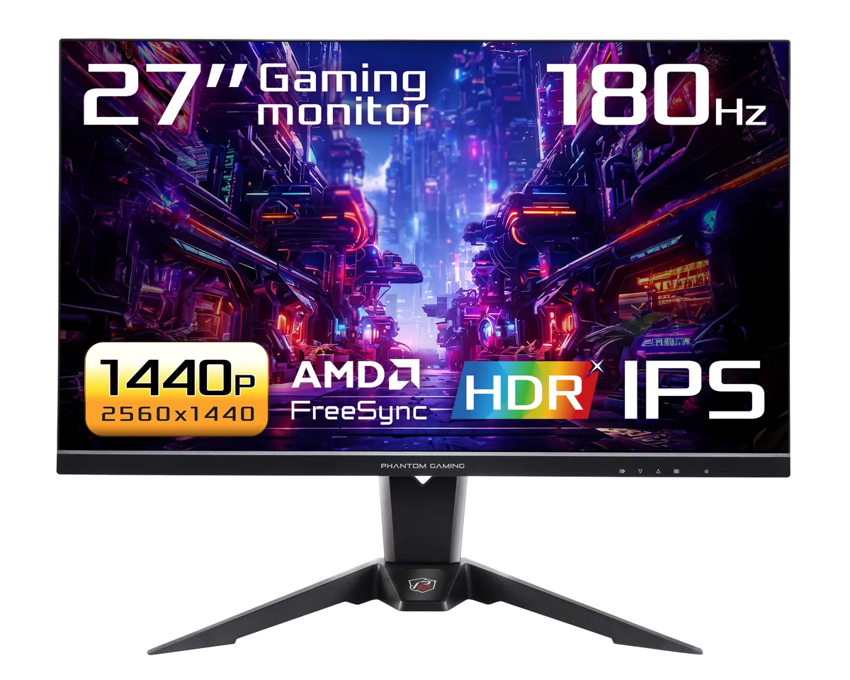 ASRock Phantom Gaming ASRock Phantom Gaming PG27QFT2A 27" QHD 180Hz IPS gaming monitor — product photo