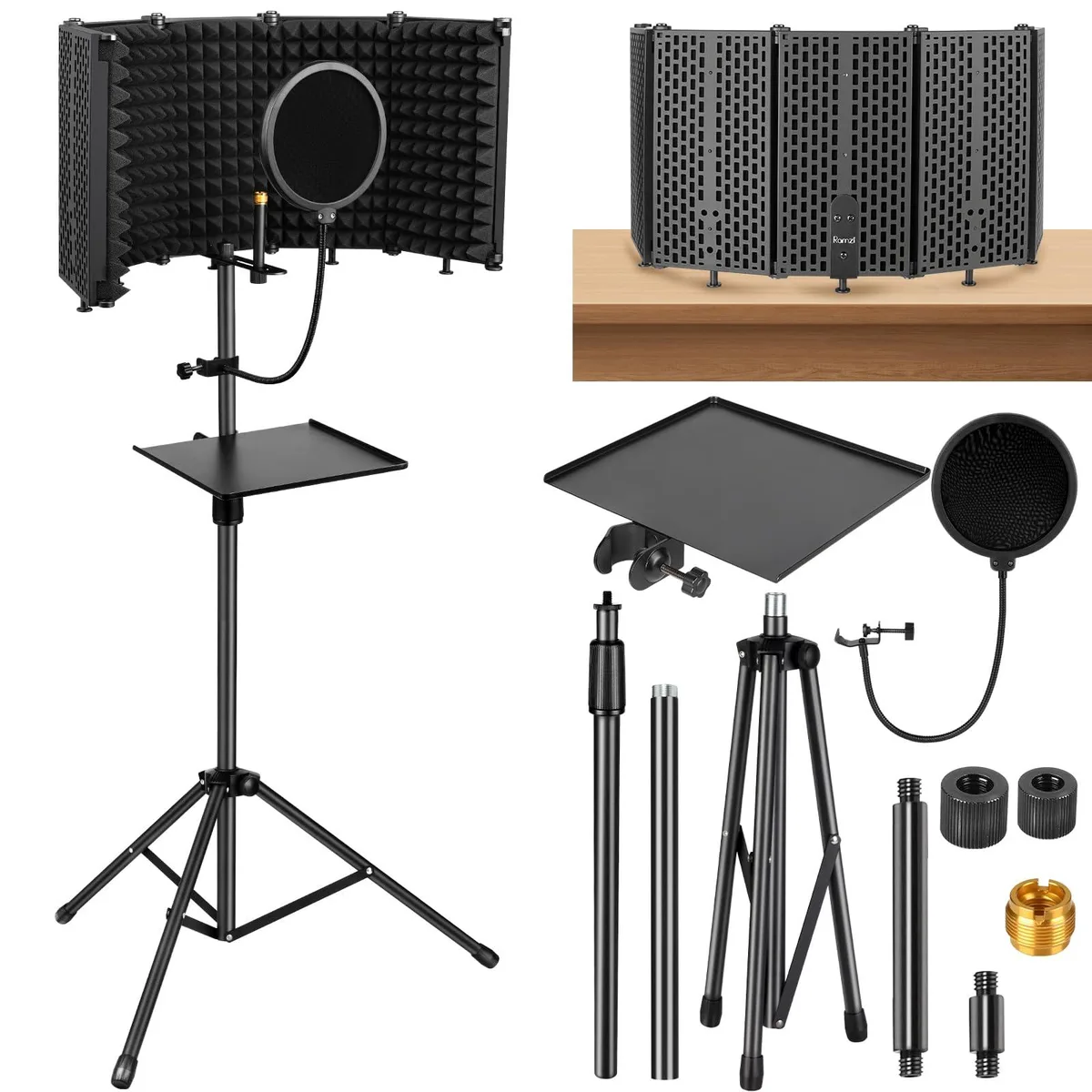 Avid XYQ-1 Microphone Stand with Isolation Shield, 26dB reduction, 17.1" diameter, 42-71.5" height adjustment — product photo