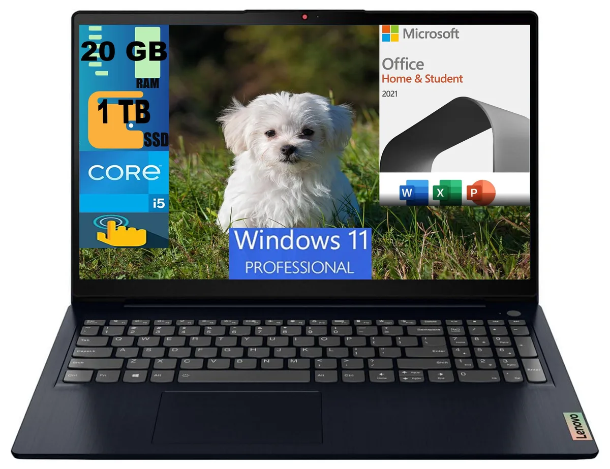 Lenovo Lenovo Ideapad 3i 15 laptop 15.6" FHD touchscreen i5-1155G7 20GB 1TB SSD Windows 11 Pro — product photo