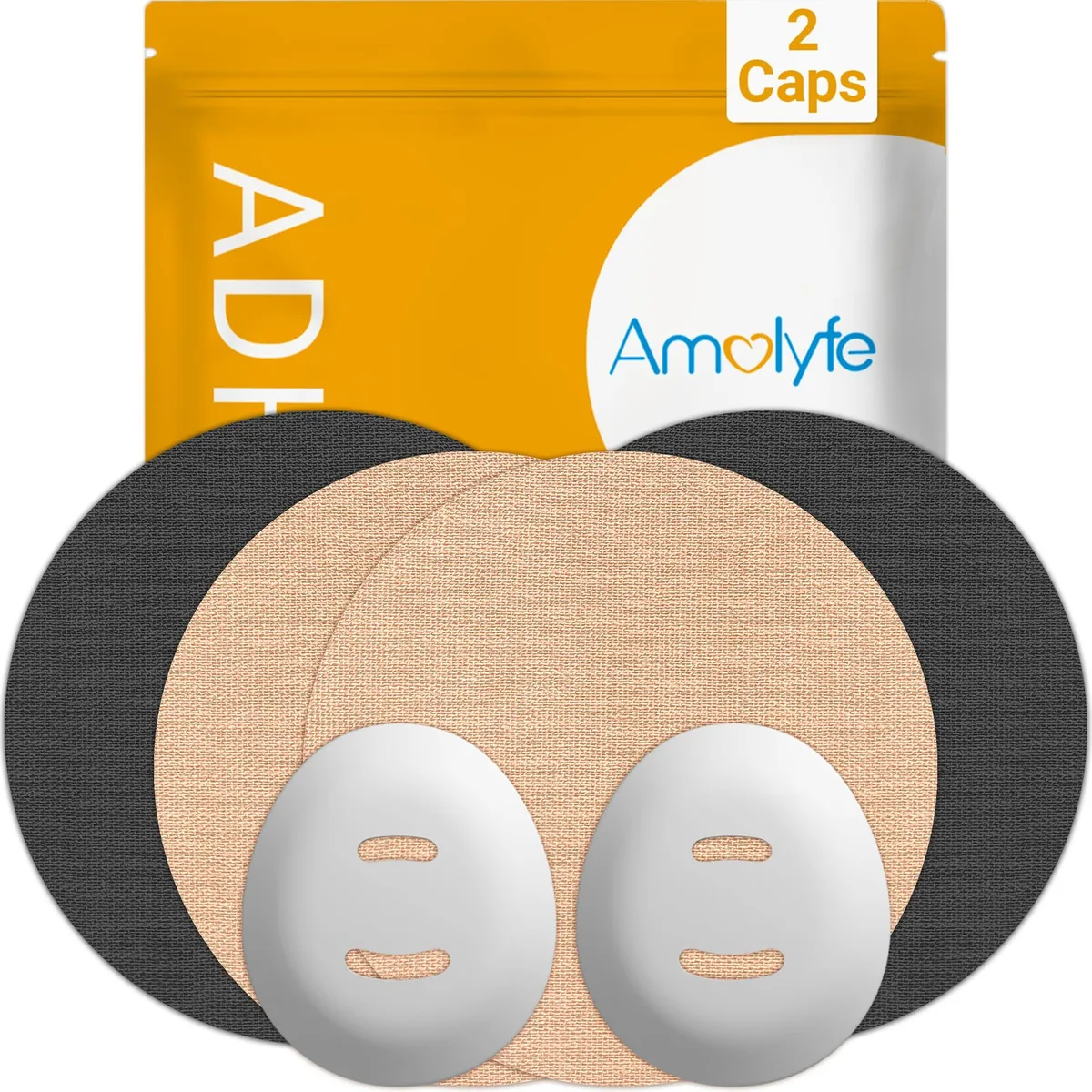  Amolyfe Dexcom G7 &amp; Stelo Overpatches Trial Pack 4+2 Reusable Hard Cover Cap — product photo