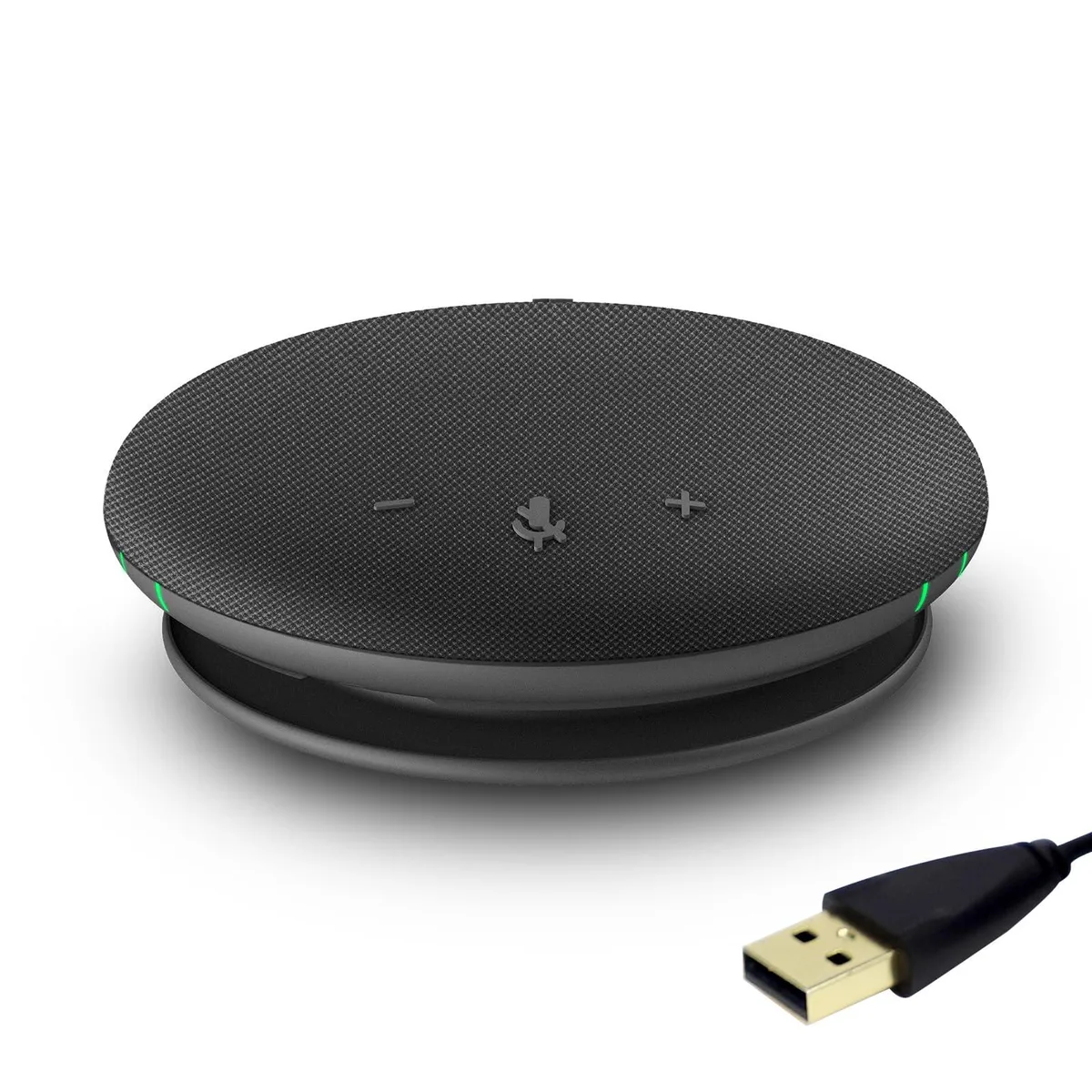 Circular conference speakerphone with flat top and matte finish