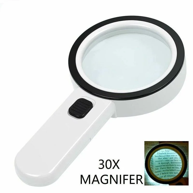 30X Jumbo Handheld Magnifying Glass 12 LED White ABS — product photo