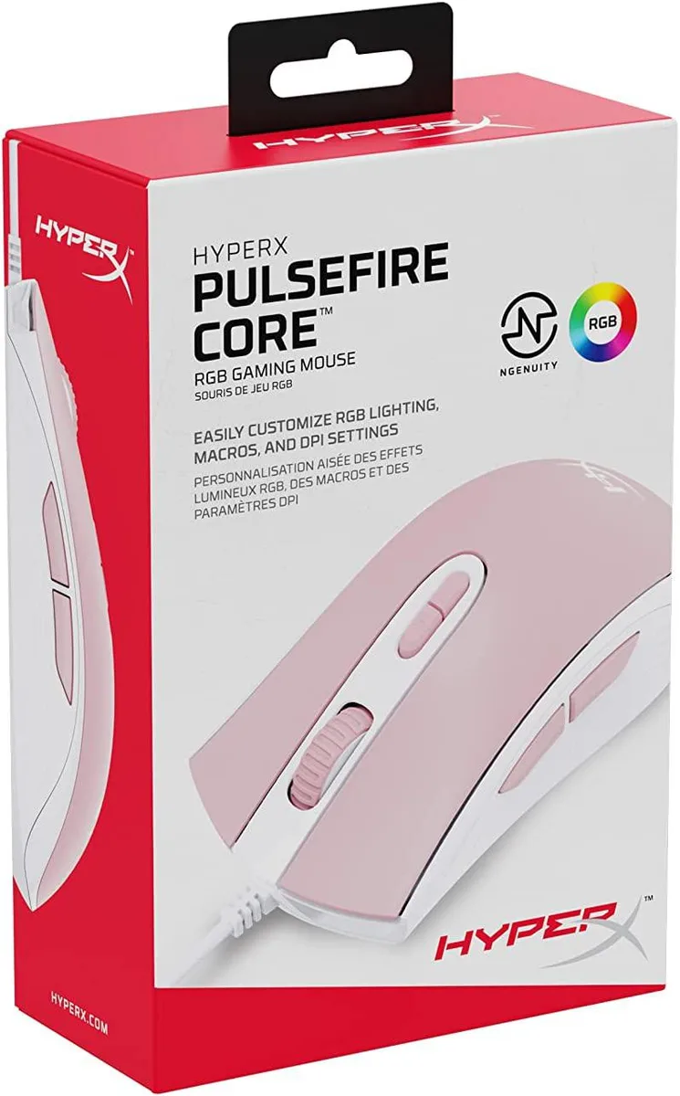 HyperX HyperX Pulsefire Core Gaming Mouse White/Pink Pixart 3327 6200 DPI 7 Buttons 87g — product photo