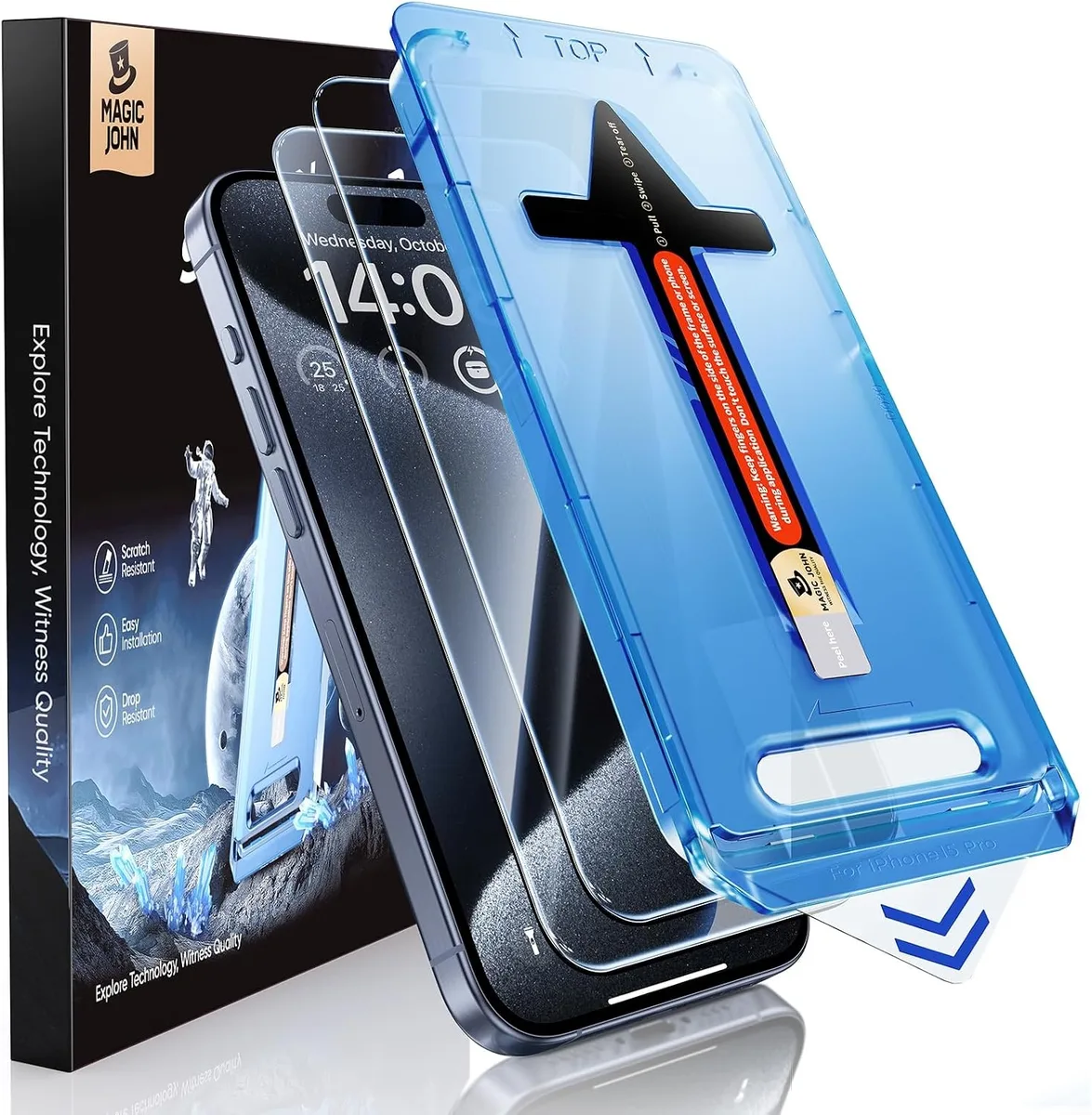 NuoTo NuoTo 2 Pack iPhone 15 Pro 6.1 inch Tempered Glass Screen Protector — product photo
