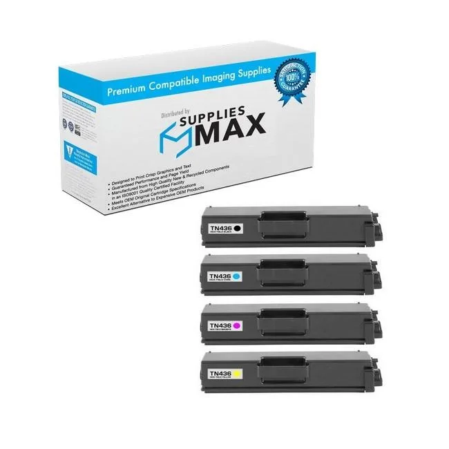 SuppliesMax SuppliesMax TN-436MP Super High Yield Toner Cartridge Combo Pack (BK/C/M/Y) 6500 Pages — product photo