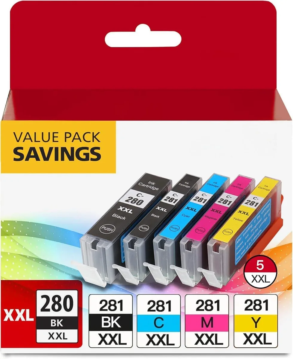 Filery PGI-280XXL CLI-281XXL 5 Color Value Pack Ink Cartridges — product photo