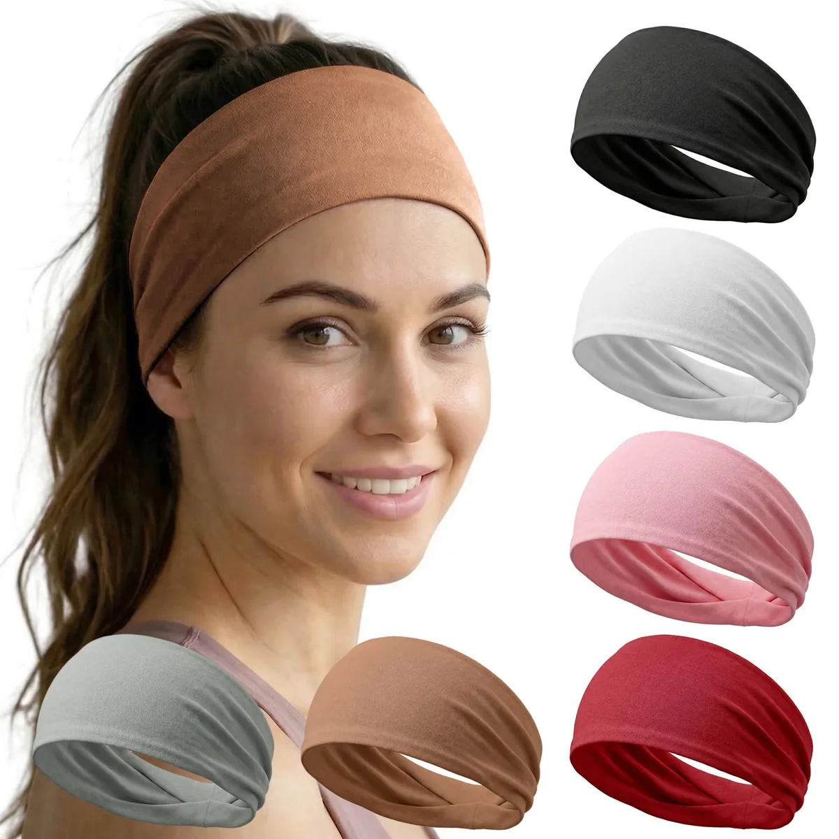  Acozycoo Headbands for Women 6 Pack Black Polyester Spandex — product photo