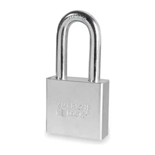 Silver chrome-plated steel round padlock with boron shackle
