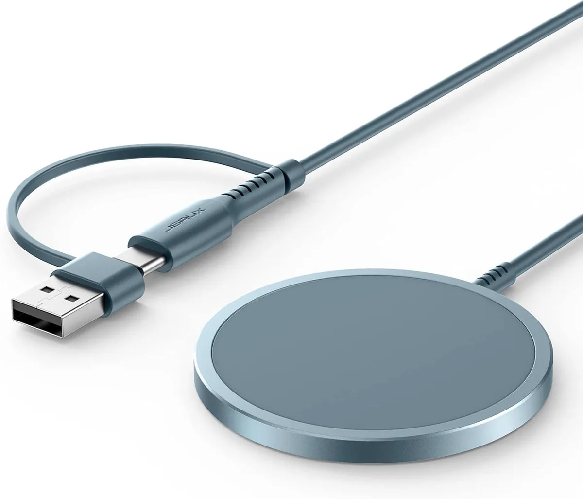 PISKEKAT PISKEKAT Magnetic Wireless Charger Blue 4.9 ft cable 0.23 in thick — product photo