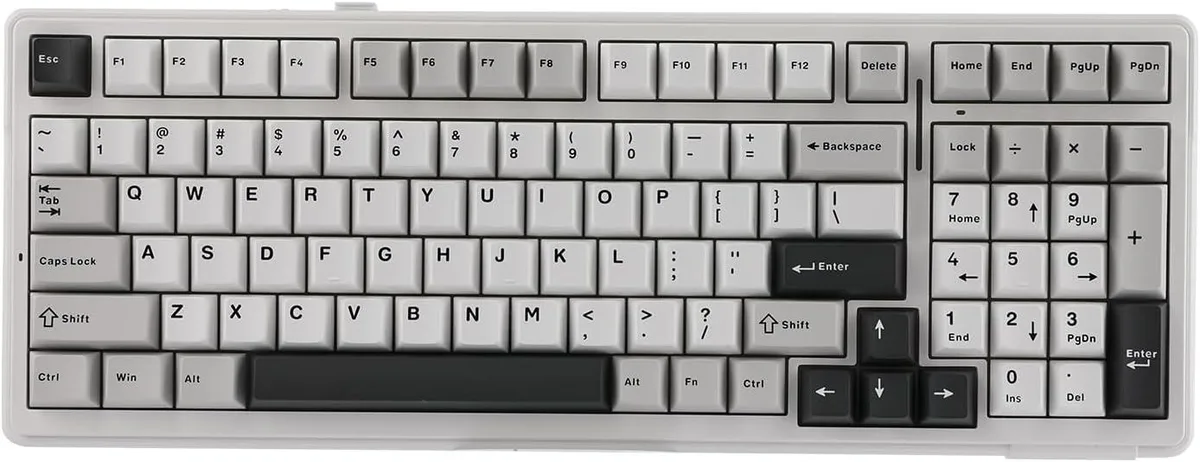 BFKK BFKK F99 96% 99-Key Gasket Wireless Mechanical Gaming Keyboard White Grey Graywood V3 Switch — product photo