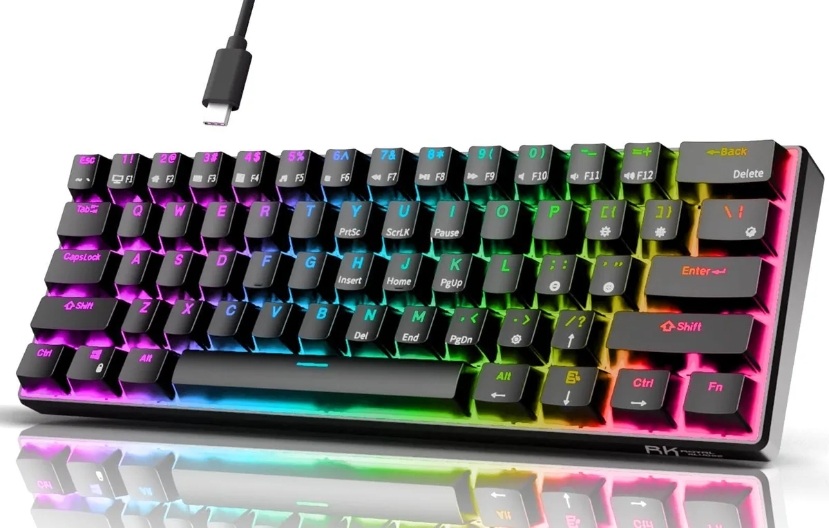  Redragon RK61 Wired 60% Mechanical Gaming Keyboard 61 Keys Red Switch Black — product photo