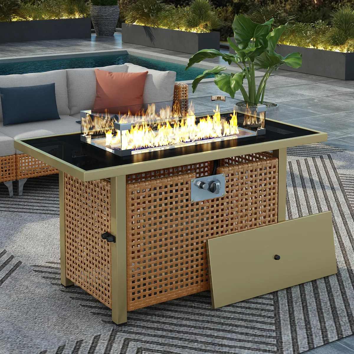 tuphen tuphen 43" 60000 BTU Propane Fire Pit Table Orange Yellow — product photo