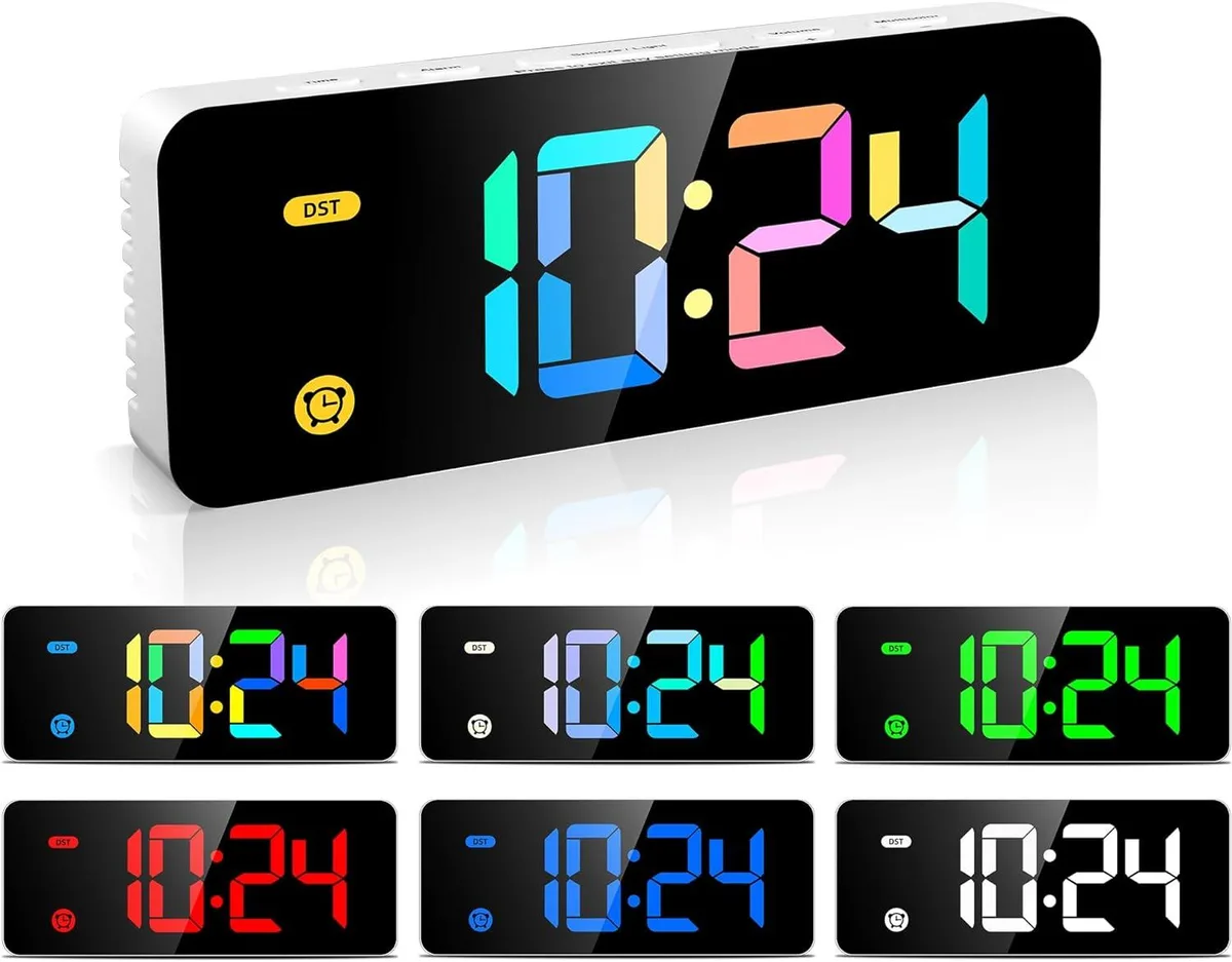 PISKEKAT PISKEKAT Multi-Color Digital Alarm Clock USB-C 5.5 in .9 in 2.2 in — product photo