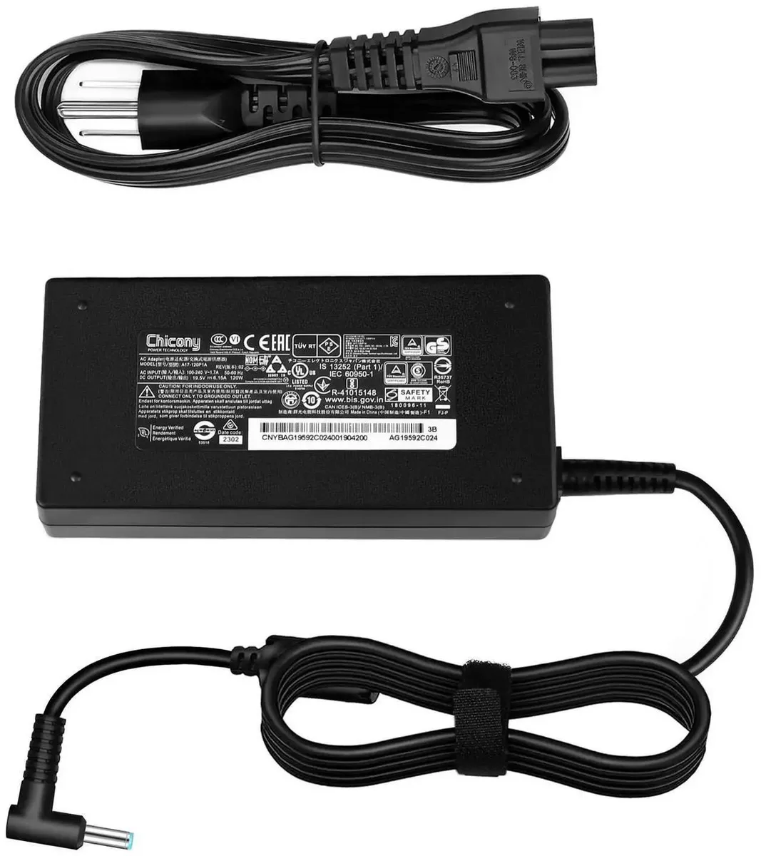 Rectangular black power brick with 4.5mm barrel connector