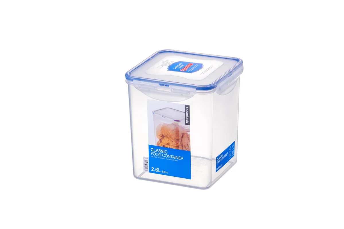 Red square 11 cup food storage container with airtight lid