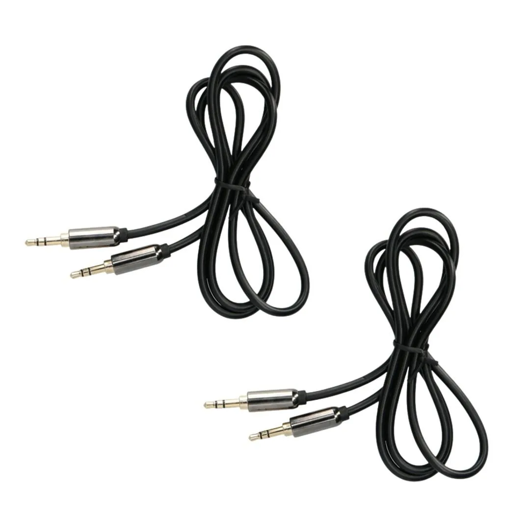 HELIOS HELIOS 3.5mm Male-to-Male Stereo AUX Cable 3ft Black 2 Pack — product photo