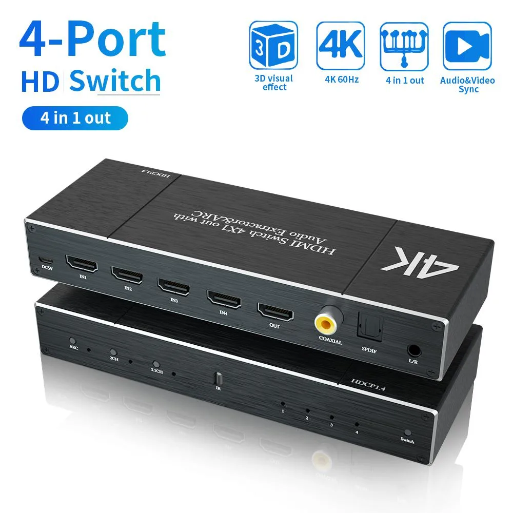 Jansicotek Jansicotek OZQ7 4x1 HDMI Switch Audio Extractor 4K@60Hz — product photo