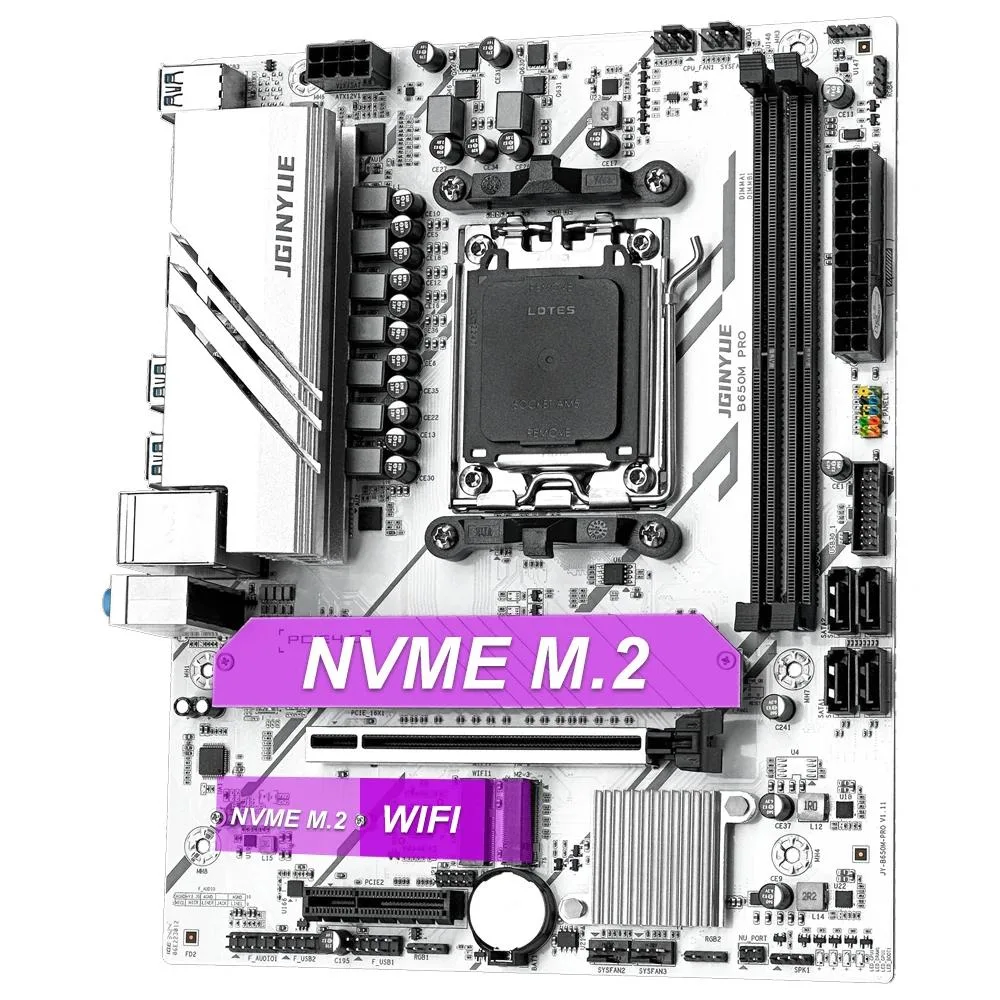 JGINYUE JGINYUE B650M PRO AMD motherboard AM5 DDR5 6000MHz Ryzen 7000 8000 9000 M.2 NVME 4.0 PCI — product photo