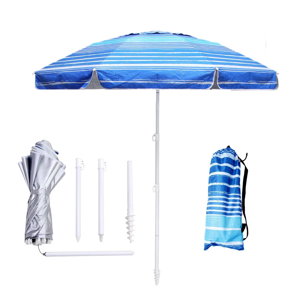 LOTTAFUN 6ft Beach Umbrella Clear with Sand Anchor & Carry Bag — product photo