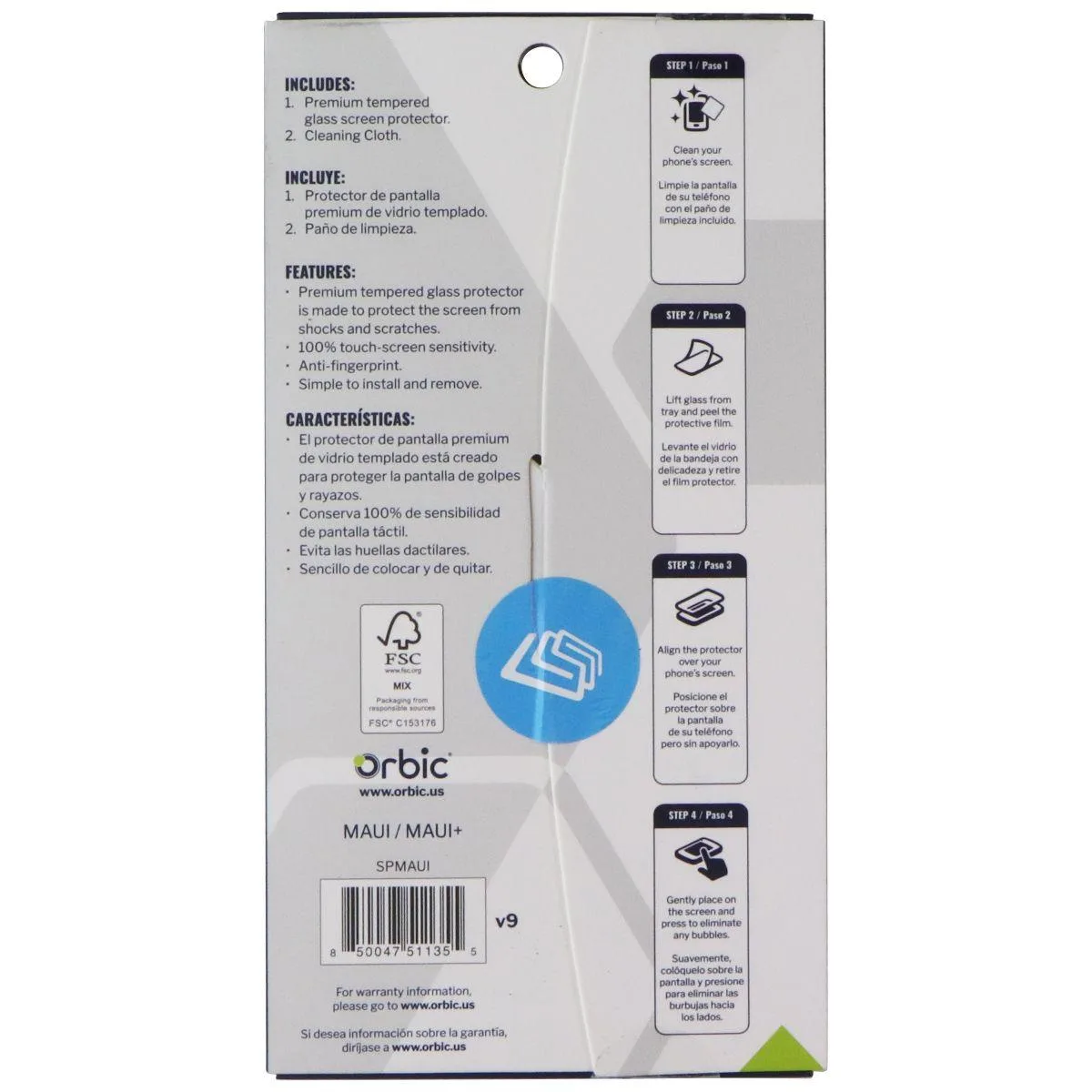 Orbic Orbic Tempered Glass Screen Protector for Maui and Maui+ — product photo