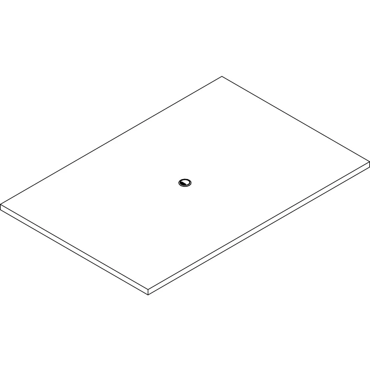 Rectangular mahogany conference tabletop 72 by 48 inches 1.50 thick with grommet hole