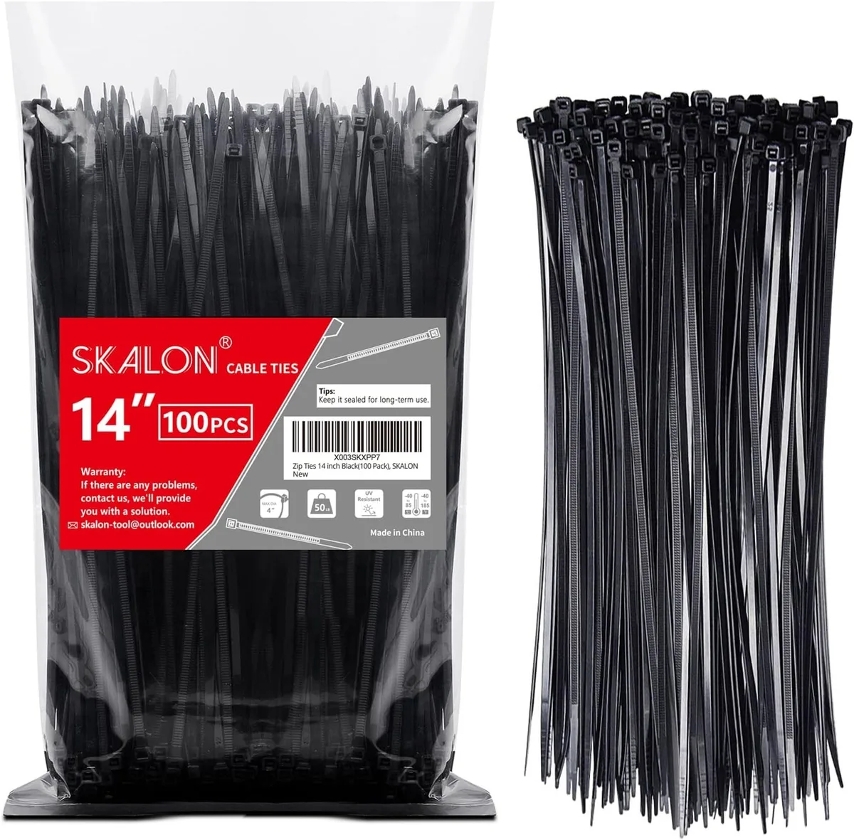 Ennovor Ennovor 14 inch 100 Pack Black 50lb UV Resistant Cable Ties — product photo