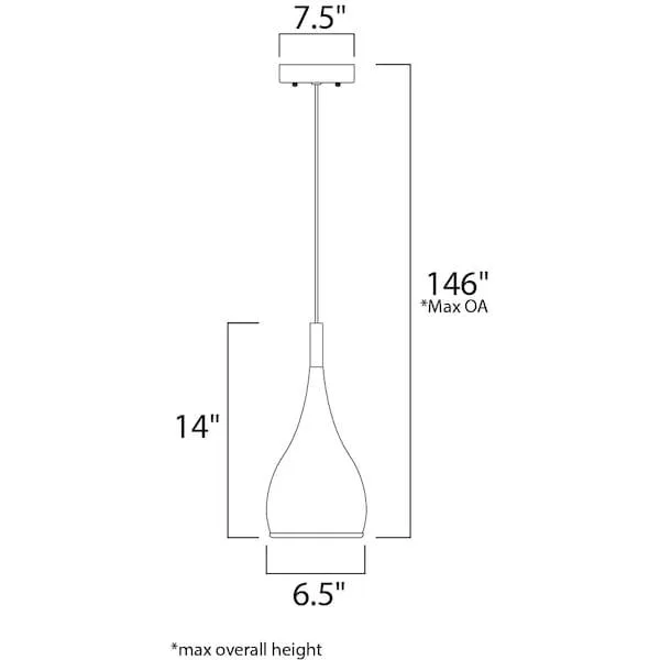 Satin nickel teardrop pendant light 6.5 inches wide