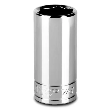 Capri Tools deep socket, 3/8 inch drive, polished chrome finish