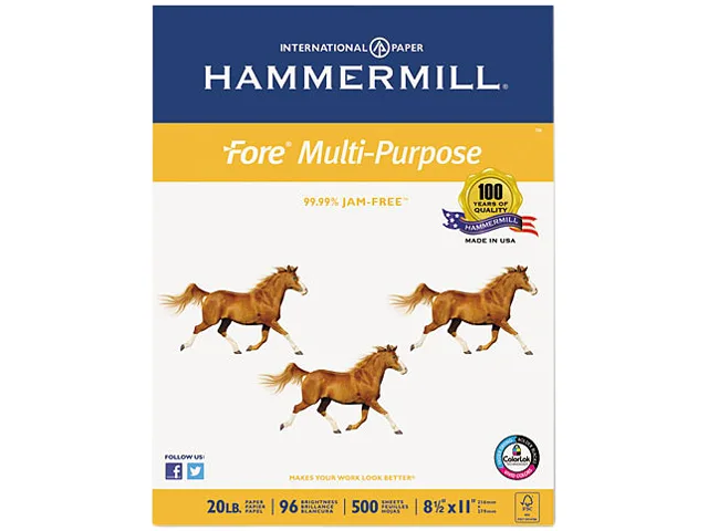 Hammermill Hammermill 103267 Multipurpose Paper 96 Bright 20lb 8.5x11 White 5000/Carton — product photo