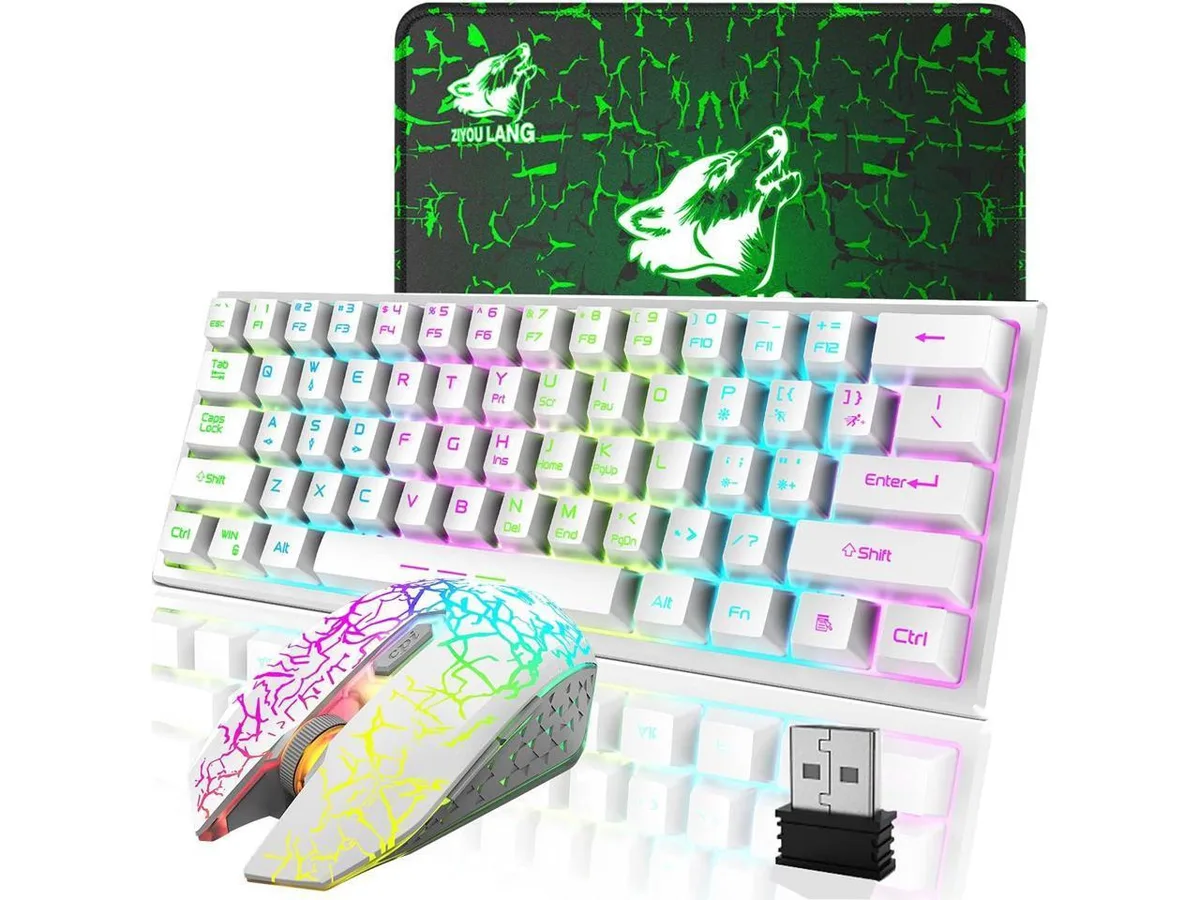 KEHIPI KEHIPI Wireless Gaming Keyboard and Mouse Combo White 61 Key 2.4G 3000mAh 1000mAh — product photo