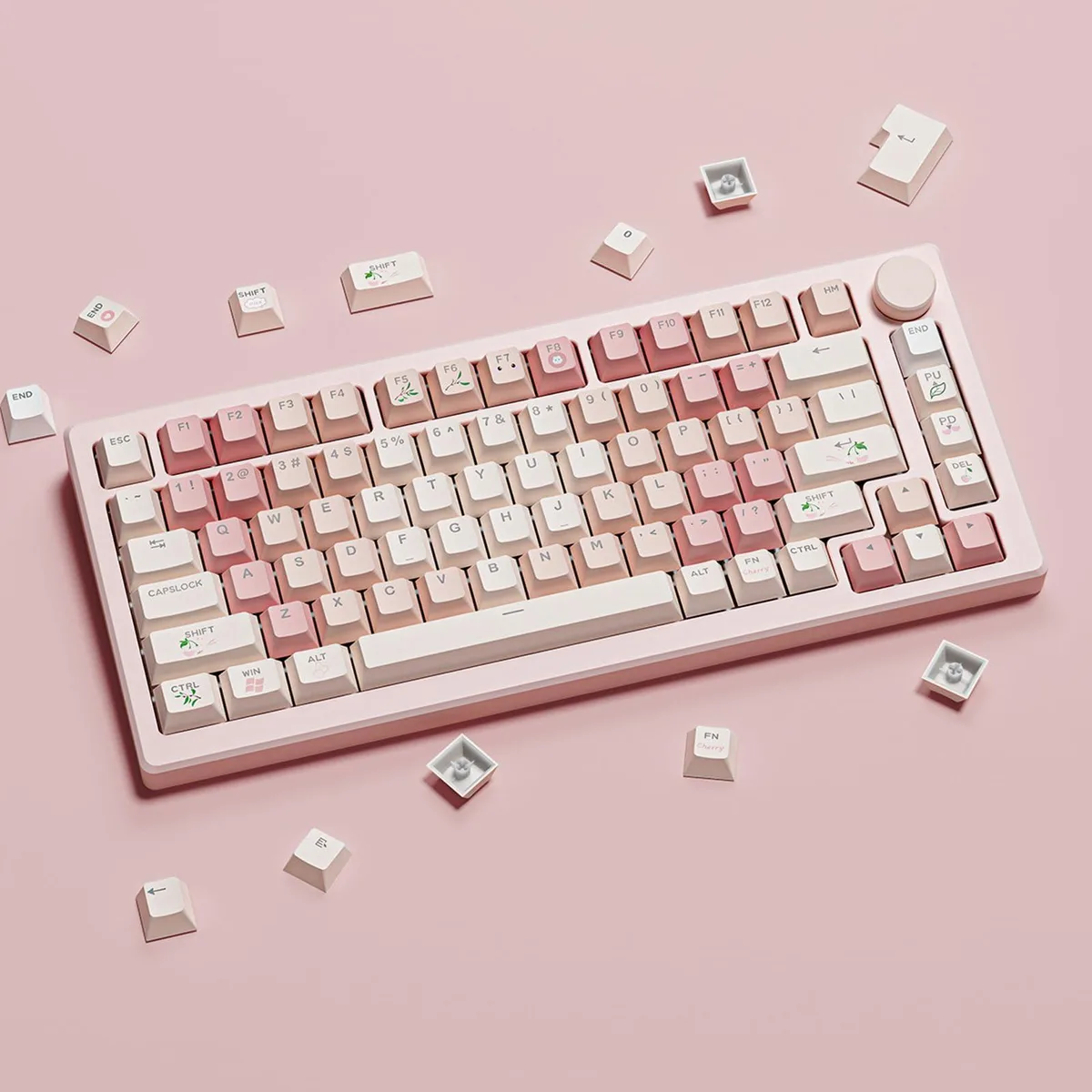 Womier Womier 130-Key PBT Cherry Profile Keycap Set Pink Shine-Through Dye-Sub — product photo