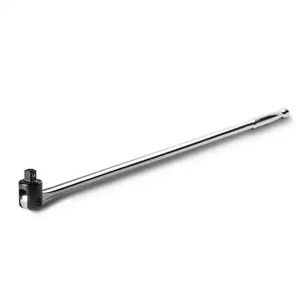 Silver 40-inch breaker bar with rotating head and ball-bearing socket retention