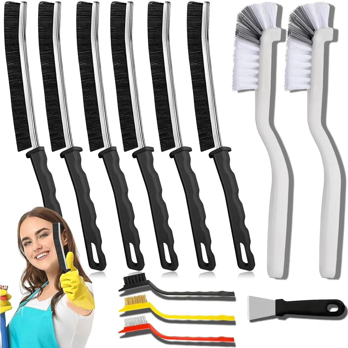 Crevice Cleaning Brush Set 12 Pack Hard Bristle Gap Cleaning Tool — product photo