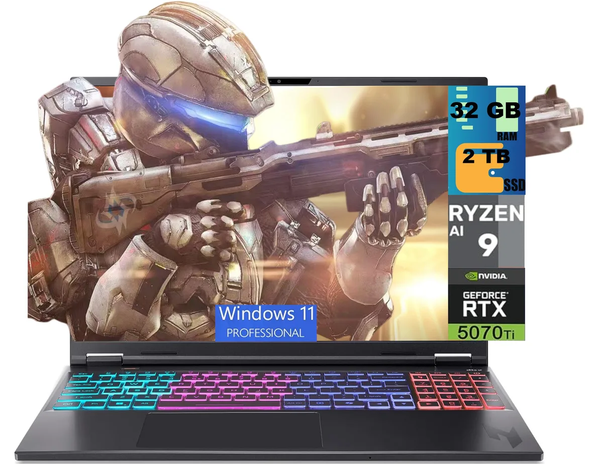 Acer America Acer America Nitro 16S gaming laptop 16 180Hz Ryzen AI 9 365 RTX 5070 Ti 12GB 32GB 2TB — product photo