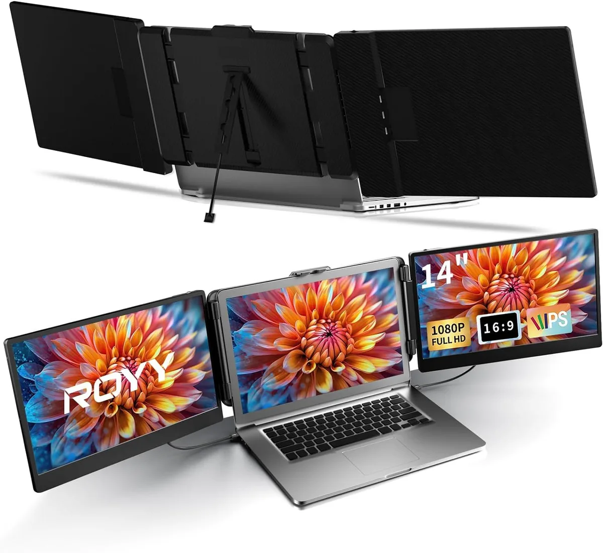 BFKK BFKK 14" Portable Triple Screen Extender FHD 1080P 13-17" Laptops — product photo